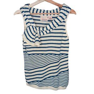 Sparrow Sleeveless Knit Linen Cotton Asymmetrical Small Striped Bateau Neckline